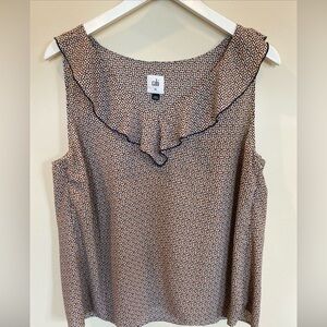 CAbi Women's Ruffle Top - Black and Tan